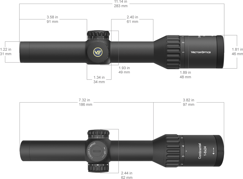 Vector Optics Continental x6 1-6x24i Fiber HD SFP Tactical Scope