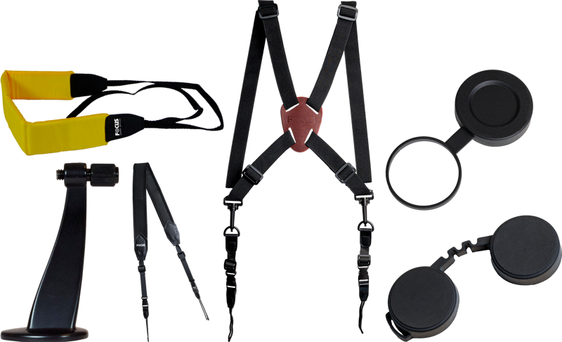 Set med accessoarer och reservdelar till kikare