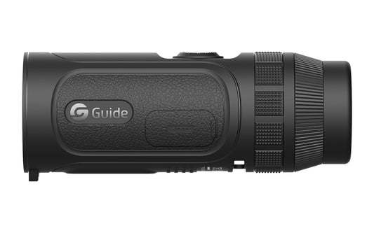 Guide TE210S värmekikare från sidan med Guide-logotyp