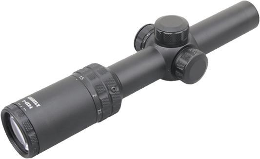 Grizzly 1-4x24 är ett jaktkikarsikte i instegsklassen som är utformat för skyttar som vill ha en kompakt och lätthanterlig optik optimerad för korta till medellånga avstånd. Med sitt förstoringsintervall på 1-4x