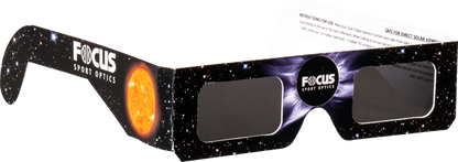 Njut av att titta på det sällsynta solfenomenet av en solförmörkelse på ett säkert sätt med Focus Sport Optics solförmörkelseglasögon. Tillverkade med högkvalitativa linser. Våra solglasögon erbjuder dig den bästa tittarupplevelsen med 100% säkerhet!
