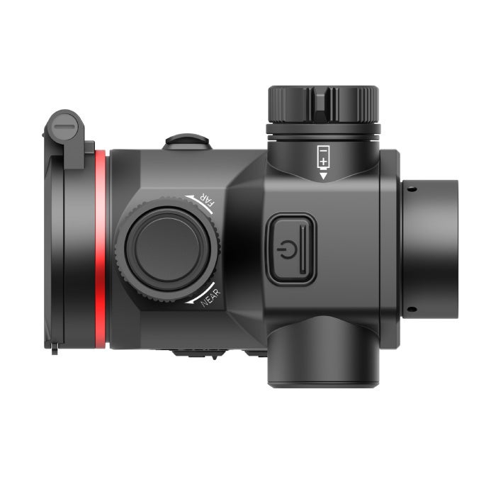 Guide Orion O635CS clip-on värmesikte från sidan med fokusratt och strömknapp