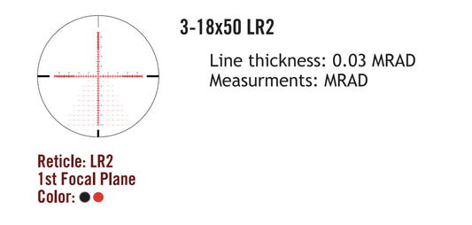 Sightmark Presidio 3-18x50 LR2 FFP kikarsikte, LR2-riktmedel